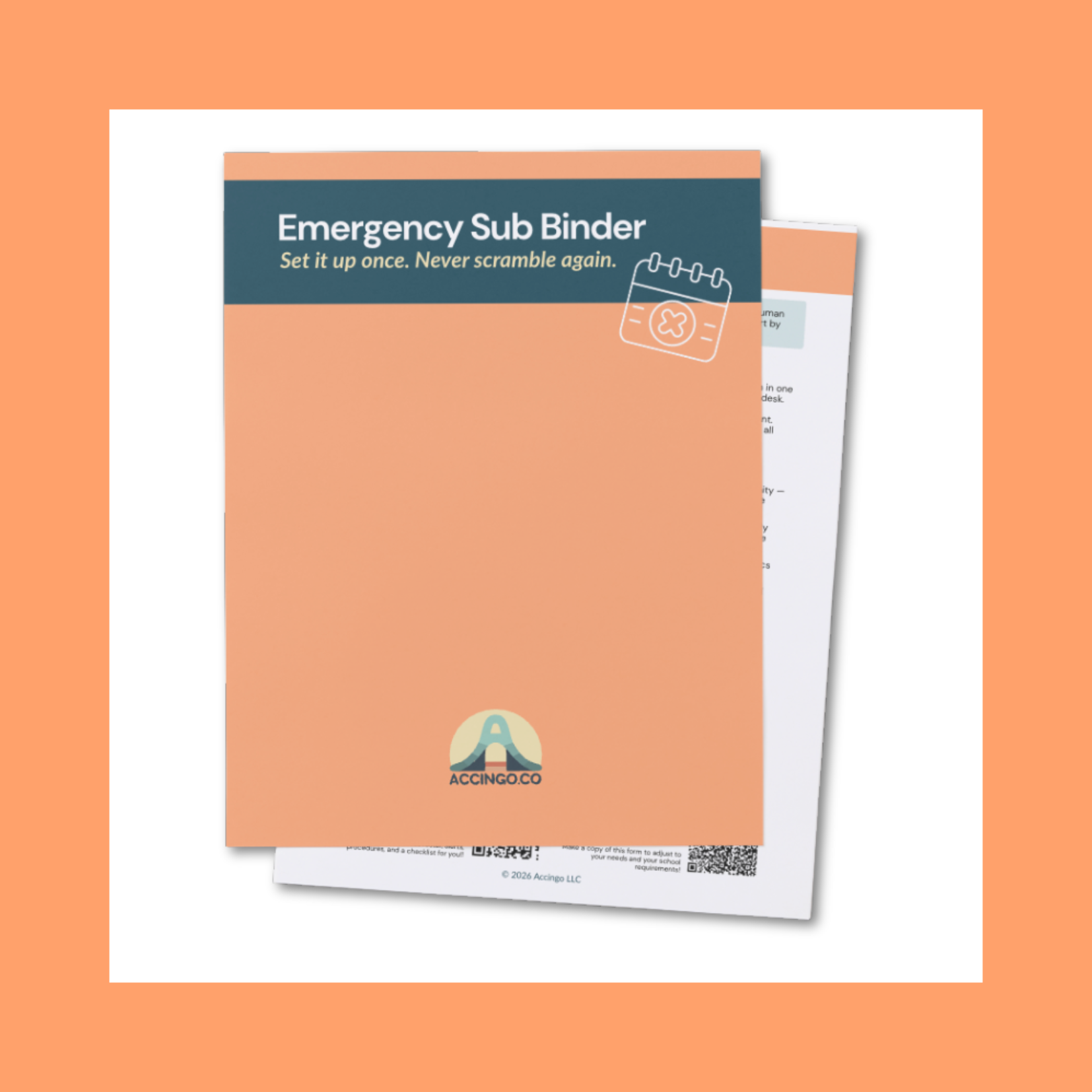 A screenshot of the first page of the Emergency Sub Binder